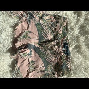 Never-worn tropical denim shorts